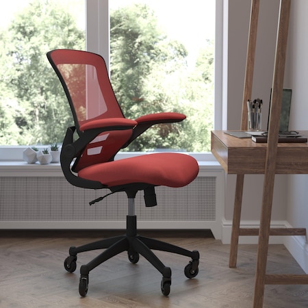 Flash Furniture Red Mesh Mid-Back Task Chair with Roller Wheels BL-X-5M-RED-RLB-GG